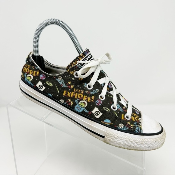 Converse Kids Dark Gray Space Aliens Astronauts Low Top Sneakers Size 3 - Picture 1 of 13